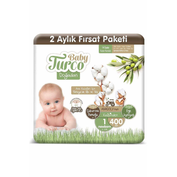 Baby Turco Doğadan 1 Numara Yenidoğan 400'lü Bebek Bezi ürün görseli 1