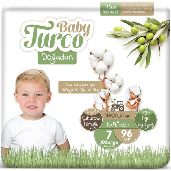 Baby Turco Doğadan 7 Numara XX Large 96'lı Bebek Bezi ürün görseli 1