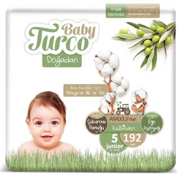 Baby Turco Doğadan 5 Numara Junior 192'li Bebek Bezi ürün görseli 1