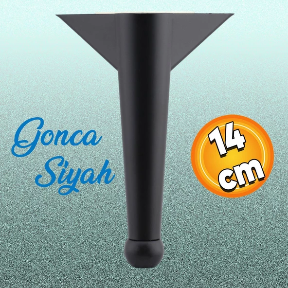 Gonca Lüks Mobilya Kanepe Tv Ünitesi Koltuk Ayağı Ayakları 14 Cm Plastik Siyah Renk Baza Ayakları ürün görseli 1