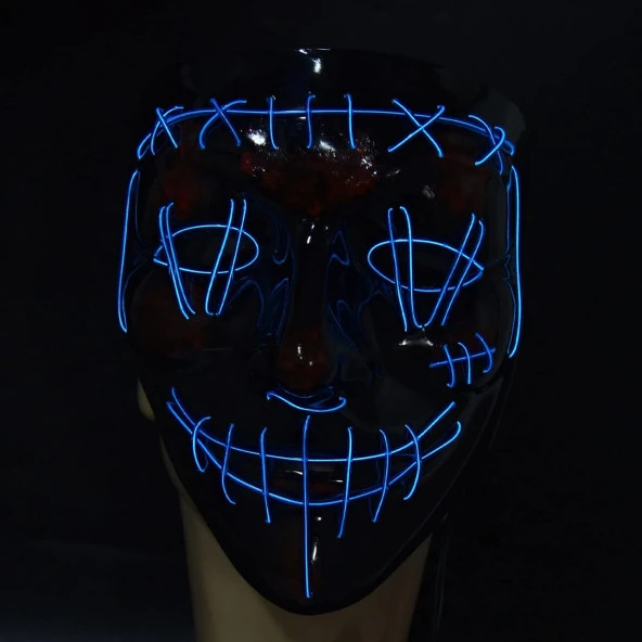 Halloween Maske Neon Mavi Işıklı ürün görseli 1