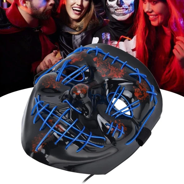 Halloween Maske Neon Mavi Işıklı - Resim 2