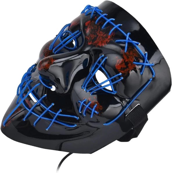 Halloween Maske Neon Mavi Işıklı - Resim 3