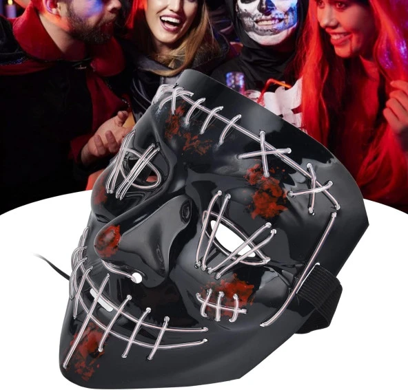 Halloween Maske Neon Beyaz Işıklı - Resim 2