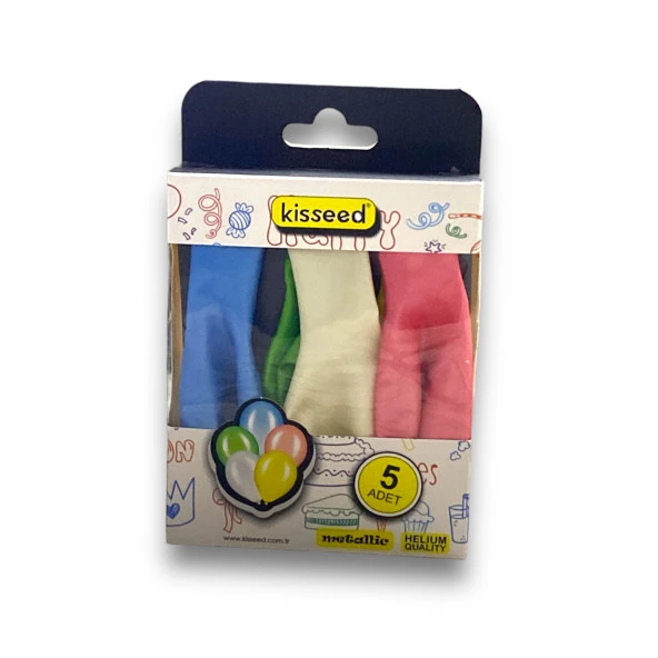 Kisseed 5 Li Renkli Helyum Balon (Kutulu) ürün görseli 1