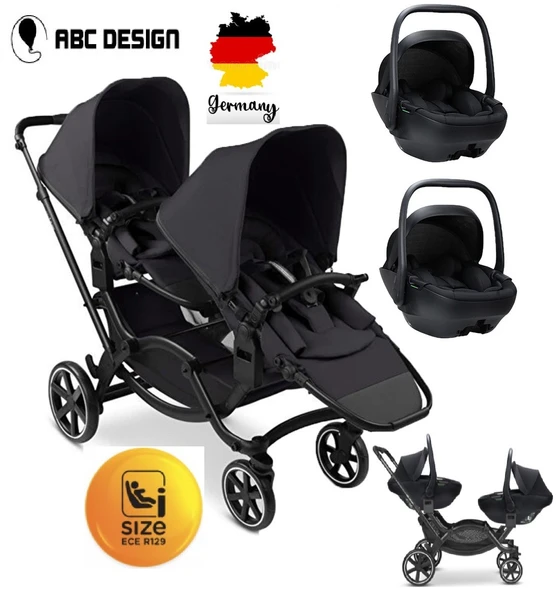 ABC Design 2026 Zoom 2 Coal İkiz Bebek Arabası Travel Sistem I-Size ürün görseli 1