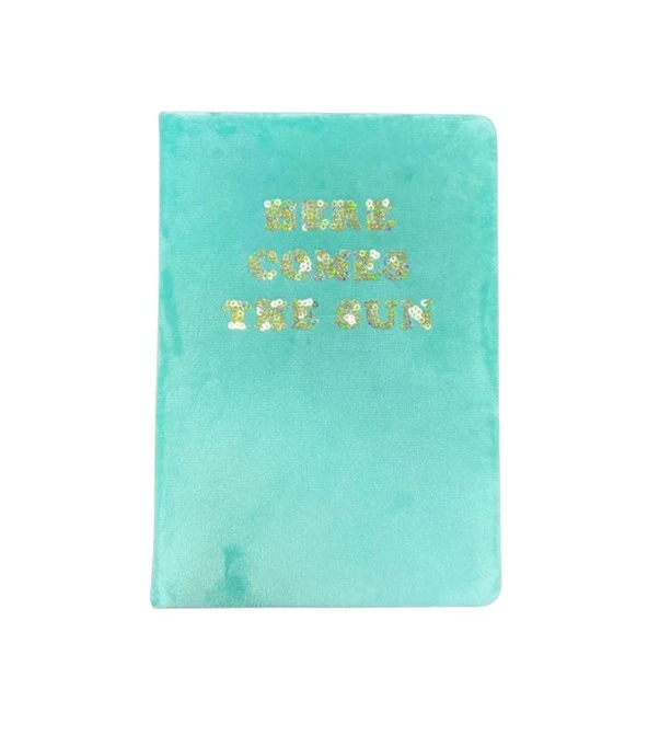 Pyrus A5 Kadife Mavi Altın Varak Here Come The Sun Yazılı Defter ürün görseli 1