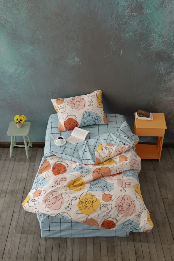 Cozy Home Tek Kişilik Lastikli Çarşaflı Nevresim Takımı Modern Mint ürün görseli 1