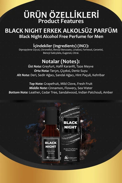 Black Night Erkek Parfümü (Alkolsüz) - Resim 2
