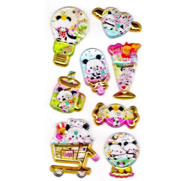 Sticker Kabartmalı Stiker Defter, Planlayıcı Etiket (sulu-901) - 14X8 cm - Sulu Boncuklu Panda ürün görseli 1