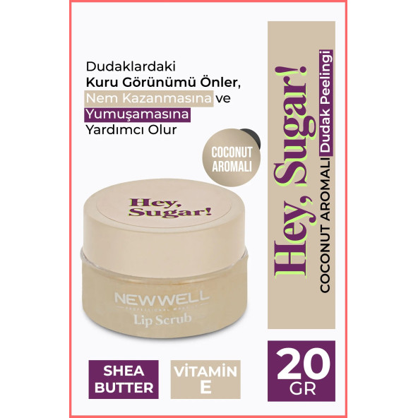 New Well Hey Sugar! Hindistan Ceviz Aromalı Dudak Peelingi 20gr ürün görseli 1