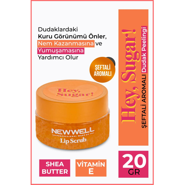 New Well Hey Sugar! Şeftali Aromalı Dudak Peelingi 20gr ürün görseli 1
