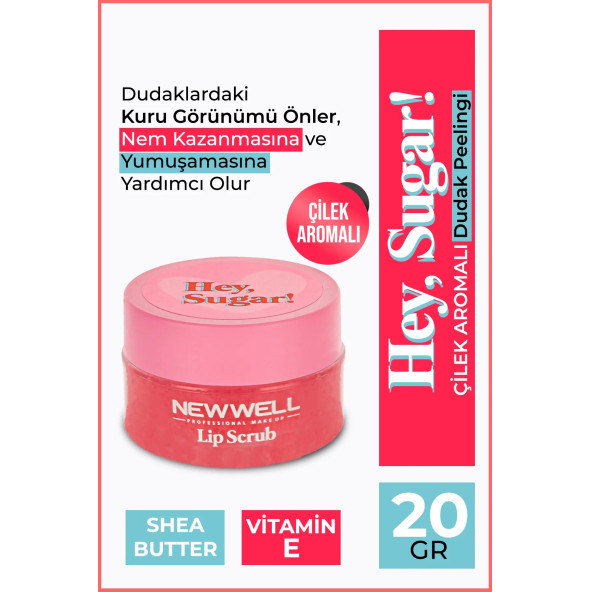 New Well Hey Sugar! Çilek Aromalı Dudak Peelingi 20gr ürün görseli 1