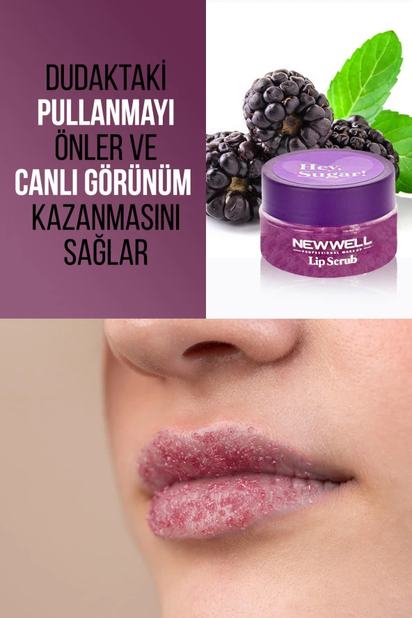 New Well Hey Sugar! Böğürtlen Aromalı Dudak Peelingi 20gr ürün görseli 1