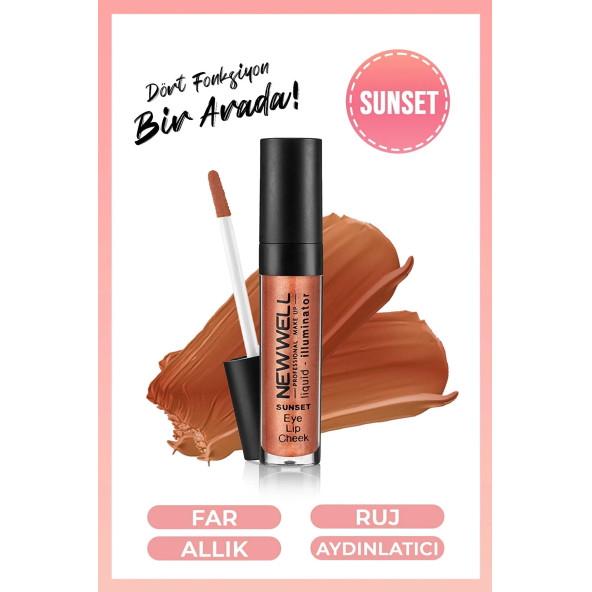 New Well Lıquıd Illumınator Aydınlatıcı Allık 3 In 1 - Sunset ürün görseli 1