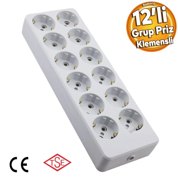12li Grup Priz Klemensli Fiş Priz Topraklı Çoklu Grup Priz Çoğaltıcı Onikili Kablosuz ürün görseli 1