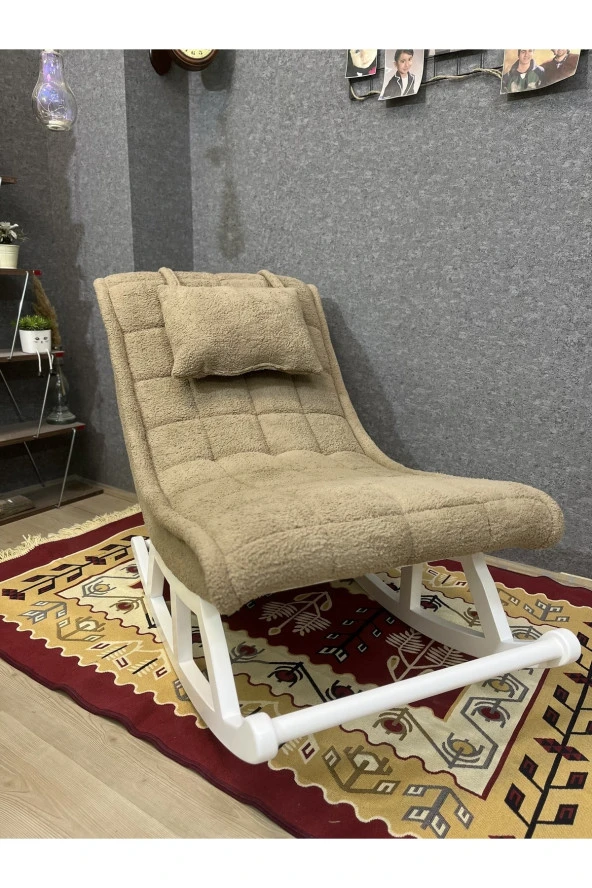 Miskin Lake Teddy Kahve Sallanan Sandalye Dinlenme Emzirme Baba Tv Okuma Uzanma Koltuğu Berjer ürün görseli 1