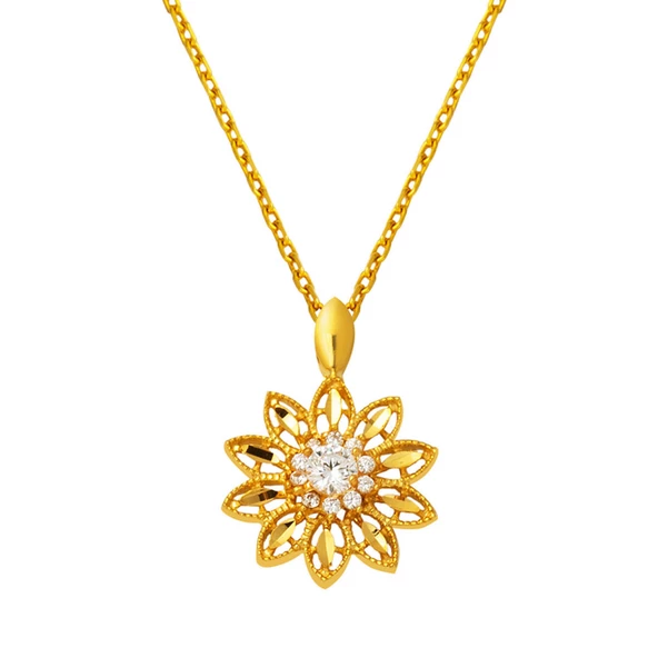 Lotus Çiçeği 22 Ayar Altın Kolye ürün görseli 1