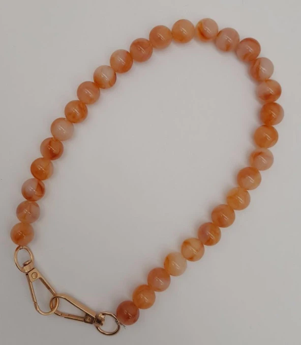 Angel Çanta Aksesuar 42 cm Mini Yuvarlak Akrilik Turuncu Renk Çanta Sapı Light Gold Metalli ürün görseli 1