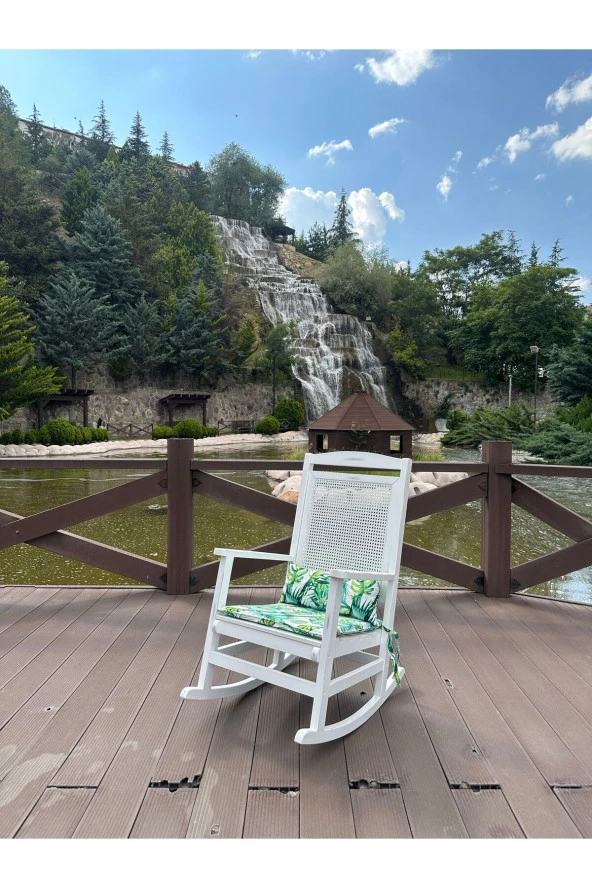 Asedia Veranda Lake Boyalı Hasırlı Sallanan Sandalye Hazeranlı Dinlenme Koltuğu ürün görseli 1