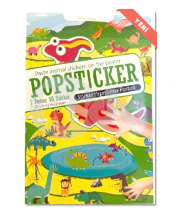 Lama Dinozor Popsticker Yapıştırma Posteri 22x30 1 poster 50 sticker ürün görseli 1