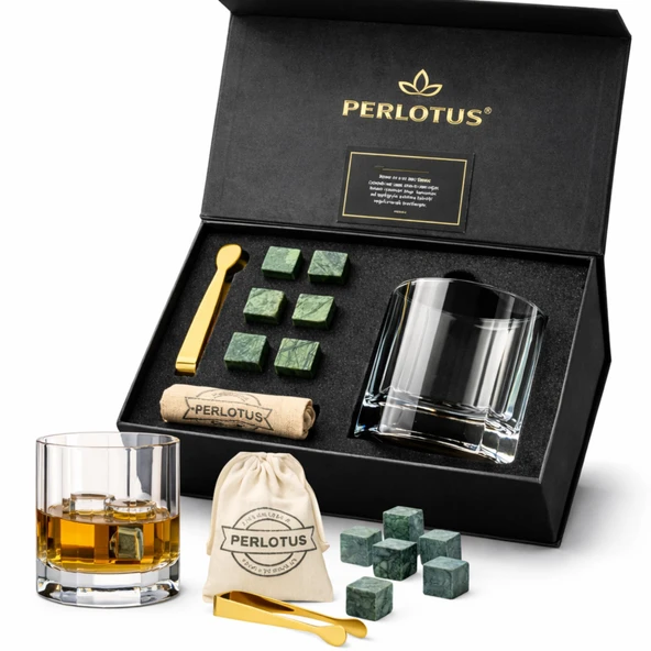Perlotus 310 cc Churchill Nude Kristal Viski Bardağı ve Viski Taşı ürün görseli 1