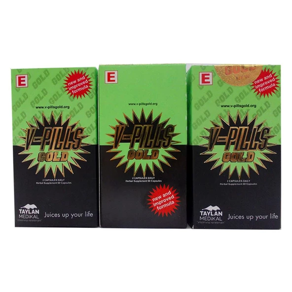 V-Pills Gold Bitkisel 60 Kapsül Orijinal Bandrollü 3 Adet Kutu - Resim 3