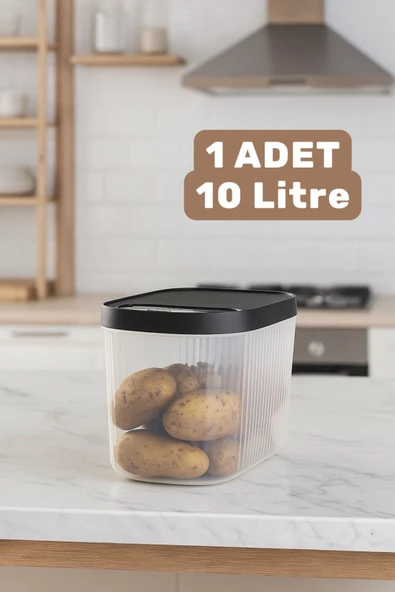 1 Adet Gri 10 Litre Erzak Bakliyat Saklama Kabı-Kayar Kapaklı Deterjan Tablet Saklama Kutusu ürün görseli 1