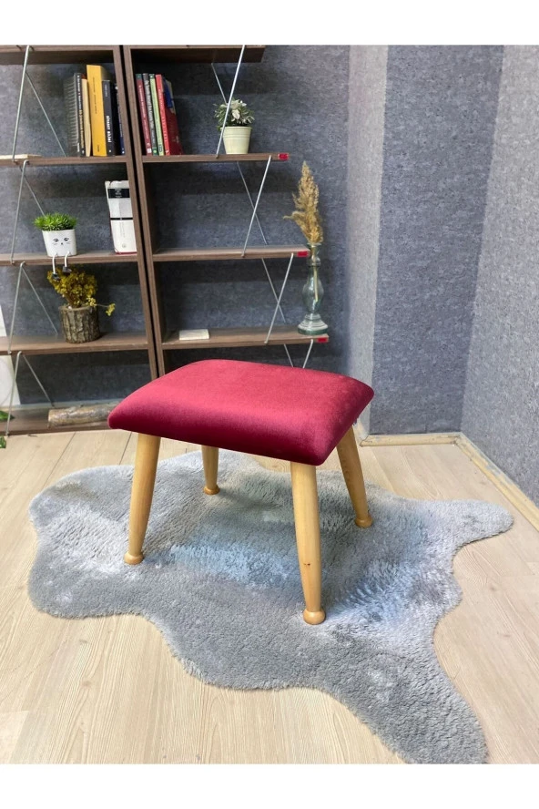 Asedia Trend Naturel Bordo Ahşap Ayak Uzatma Pufu Makyaj Koltuğu Bench Tabure ürün görseli 1