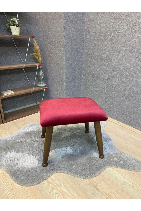 Asedia Trend Ceviz Bordo Ahşap Ayak Uzatma Pufu Makyaj Koltuğu Bench Tabure ürün görseli 1