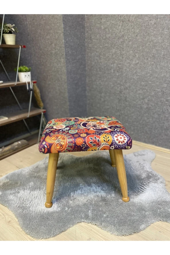 Asedia Trend Naturel Retro Ahşap Ayak Uzatma Pufu Makyaj Koltuğu Bench Tabure ürün görseli 1