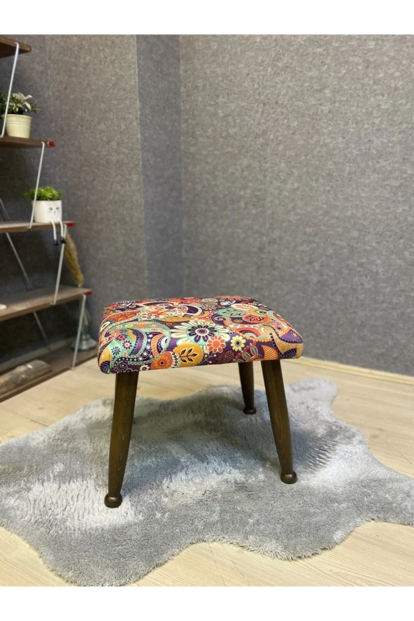 Asedia Trend Ceviz Retro Ahşap Ayak Uzatma Pufu Makyaj Koltuğu Bench Tabure ürün görseli 1