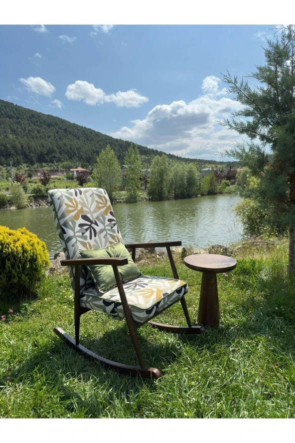 Asedia Trend Ceviz Tropikal Sallanan Sandalye Dinlenme Emzirme Baba Tv Okuma Koltuğu Berjer ürün görseli 1