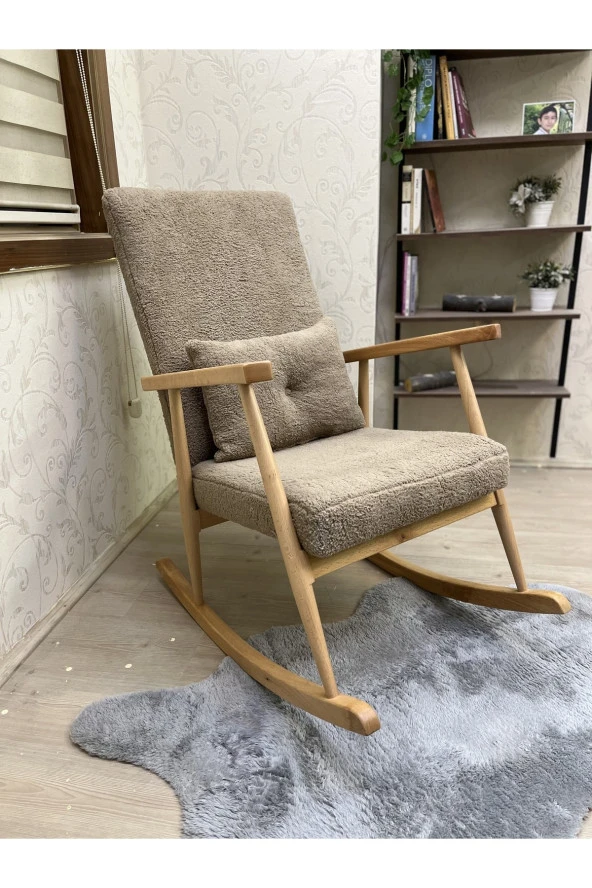 Asedia Trend Naturel Teddy Kahve Sallanan Sandalye Dinlenme Emzirme Baba Tv Okuma Koltuğu Berjer ürün görseli 1