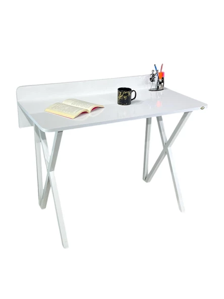 Hey Modüler Mobilya Rüya Beyaz Çalışma Masası Bilgisayar Ofis Masası Metal Beyaz Ayaklı 103 Cm ürün görseli 1