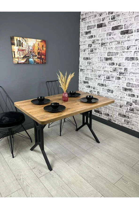 Hey Modüler Mobilya Sultan Ceviz Mutfak Yemek Masası Balkon Masası 120 Cm ürün görseli 1