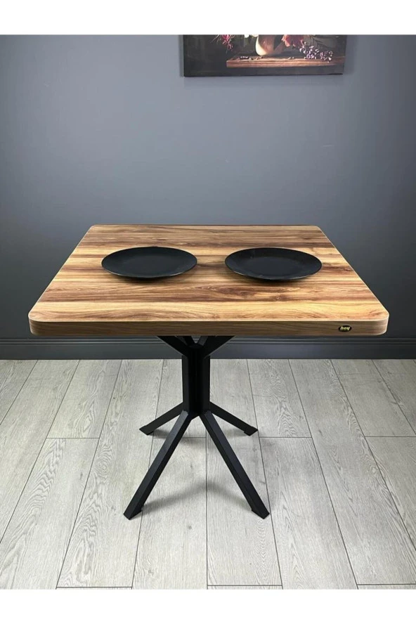 Hey Modüler Mobilya Roma Kemençe Mutfak Yemek Masası Balkon Masası Kavisli Köşe Metal Siyah Ayak 80 Cm ürün görseli 1