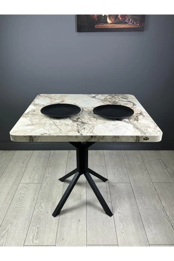 Hey Modüler Mobilya Roma Efes Mutfak Yemek Masası Balkon Masası Kavisli Köşe Metal Siyah Ayak 80 Cm ürün görseli 1