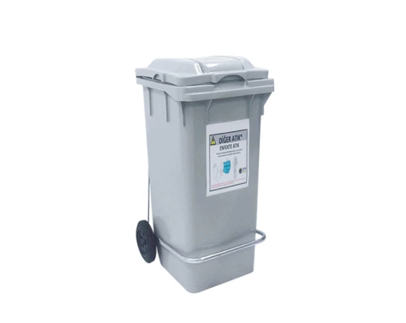 Hipaş Plastik - 120 Lt. 2 Tekerlekli, Pedallı Enfekte Atık Kovası (480x530x990 mm) - ÇK-400 PEA ürün görseli 1