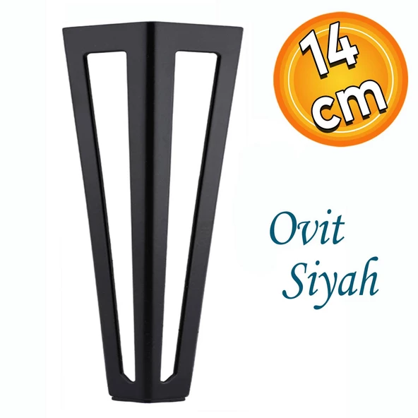 Ovit Koltuk Baza Puf Sehpa Tv Ünite Masa Mobilya Ayağı Ayakları Metal Ayakları 14 Cm Siyah ürün görseli 1