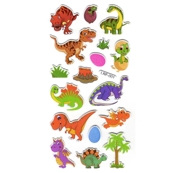 Sticker Kabartmalı Stiker Defter, Planlayıcı Etiket (lrf-001) - 17X9 cm - Dinazor, Bebek Dinozor ürün görseli 1