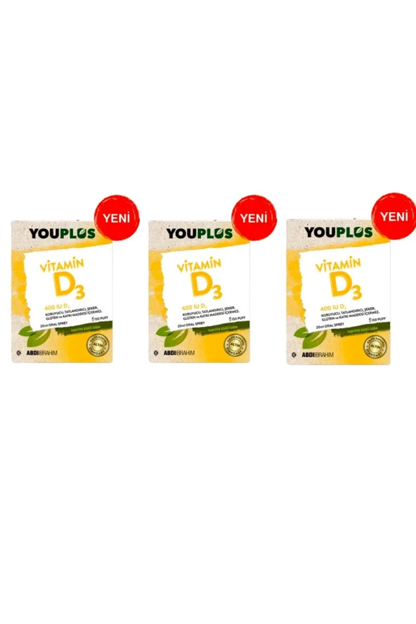 Youplus Vitamin D3 400ıe Oral Sprey 20 ml 3 Kutu ürün görseli 1