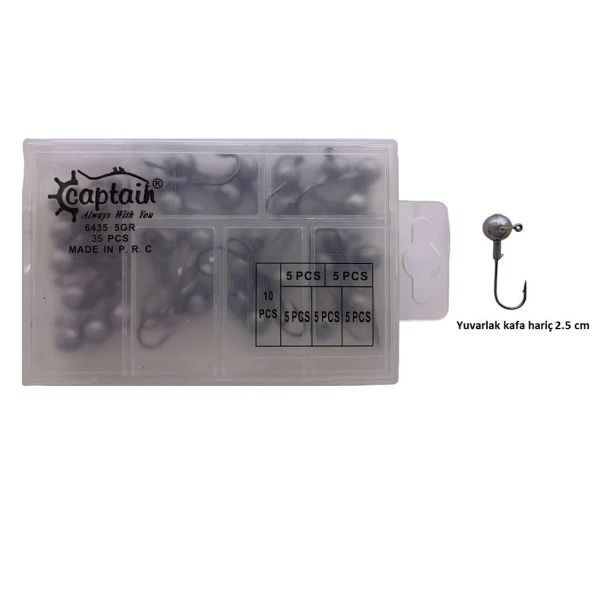 Captain 6435 Compact Eco Kutulu Jig Head Seti 5gr 35 Adet ürün görseli 1