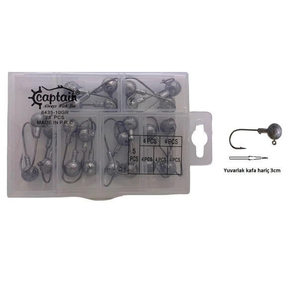 Captain 6435 Compact Eco Kutulu Jig Head Seti 10gr 25 Adet ürün görseli 1