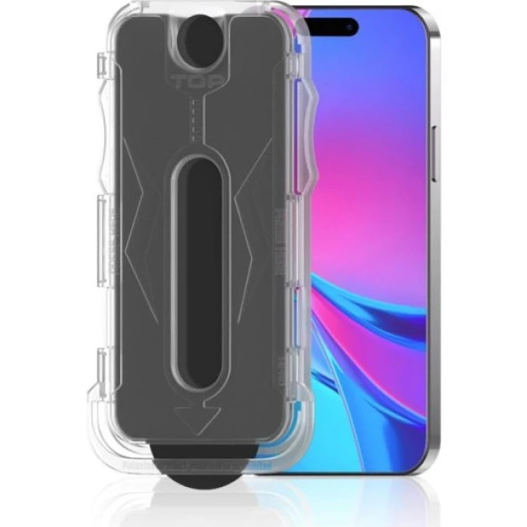 iPhone 14 Kolay Uygulama Aparatlı Anti Statik Cam Ekran Koruyucu ürün görseli 1