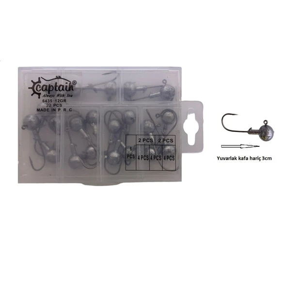 Captain 6435 Compact Eco Kutulu Jig Head Seti 12gr 22 Adet ürün görseli 1
