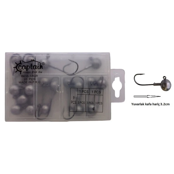 Captain 6435 Compact Eco Kutulu Jig Head Seti 14gr 20 Adet ürün görseli 1