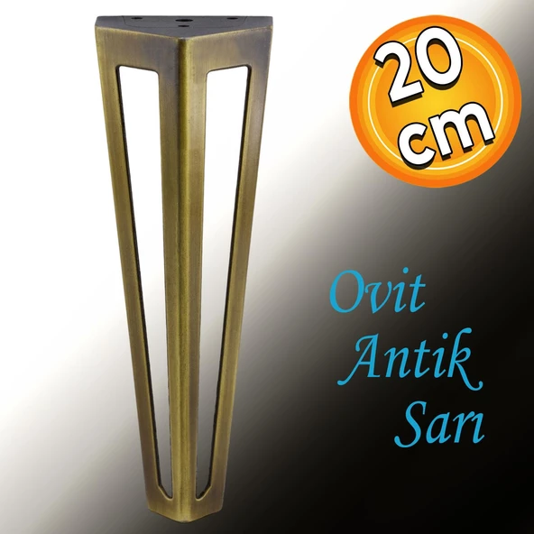 Ovit Koltuk Konsol Tv Ünite Mobilya Masa Ayağı Metal Ayakları 20 Cm Antik Sarı ürün görseli 1