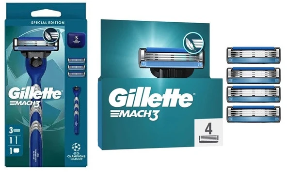 Gillette UEFA Champions League Special Edition Mach3 7 adet yedek ürün görseli 1