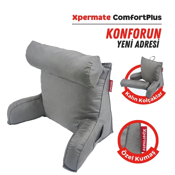 Comfortplus Tv Yastığı Kollu Okuma Yastığı, Sırt Destek Yastığı, Üçgen Yastık, Bel Yastığı Antrasit ürün görseli 1